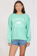 Summer High  Surf Green Burnout Fleece Crewneck Fashion