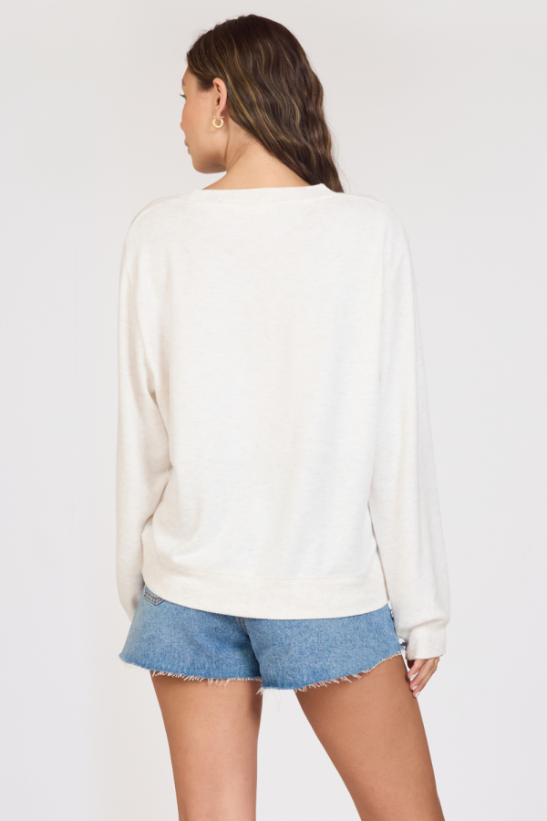 le bleu ocean  Sandbar Solid Hacci Crewneck For Cheap