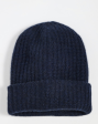 Cashmere Waffle Beanie Navy Online Sale