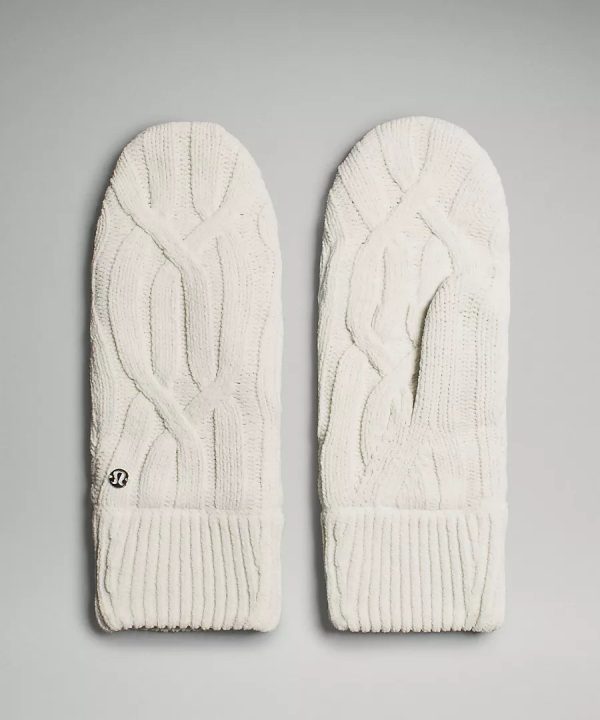 Cable Knit Fleece Lined Mittens | Bone Sale