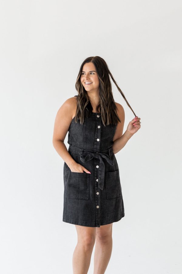 Brandi Button Down Mini Dress | Washed Black Sale