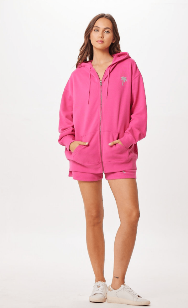 Hot Pink Palm Beach Jet Setter Surf Wash Zip Up For Discount