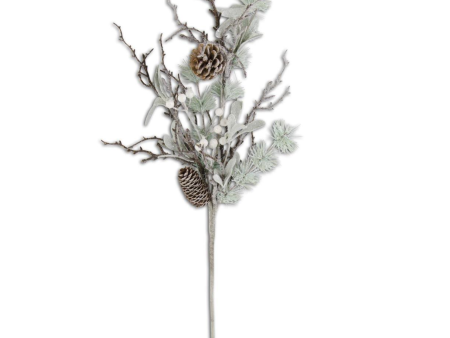 54307A 32  Glittered Twig Pincecone Berries Sale