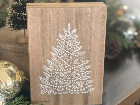 FR-3720 Glitter Tree Wood Wash Box Sign Cheap