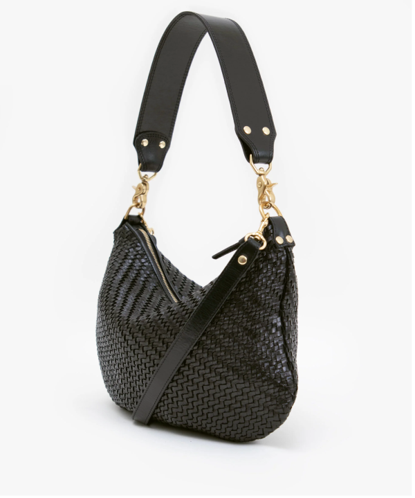 Moyen Messenger Black Woven Leather Online Sale