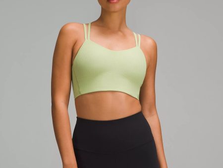 Like a Cloud Ribbed Longline Bra Light Support, B C Cup | Edamame Green For Sale