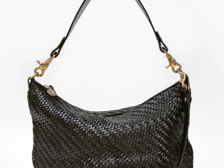 Moyen Messenger Black Woven Leather Online Sale