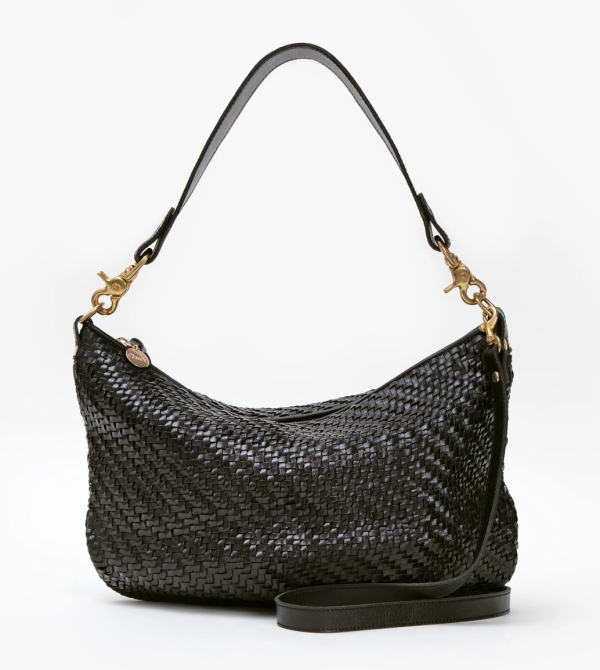 Moyen Messenger Black Woven Leather Online Sale