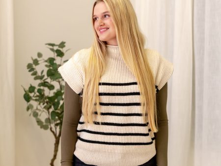 Layla Striped Sweater Vest | Cream Black Discount