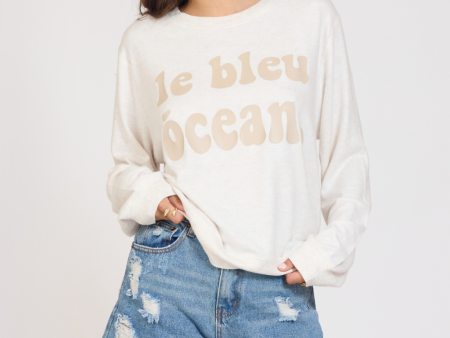 le bleu ocean  Sandbar Solid Hacci Crewneck For Cheap