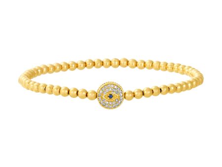 3MM Signature Bracelet with Pave Diamond and Sapphire Evil Eye Bead For Discount